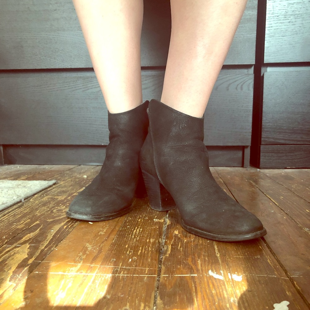 Black Leather Steve Madden Booties